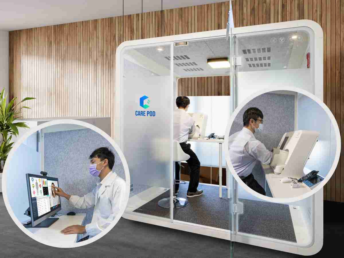 达擎于医疗科技展中展出＂远距诊疗舱＂，，，以因应医疗数字化及社会高龄化趋势下、、、复诊及慢性病患等族群对于远距看诊需求逐渐升高所推出的创新整合方案。。。。多功能合一、、、高隐私性的远距诊疗舱可根据病患端与医师端的不同需求，，，提供弹性化及客制化功能，，节省医生和病患的精力及时间